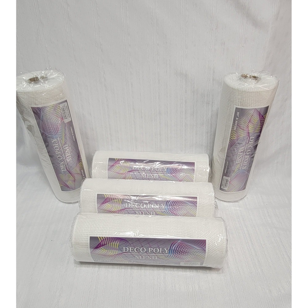 5 Rolls Deco Poly Mesh White 10 Inch x 10 Yards Wreath Making Craft RE130227